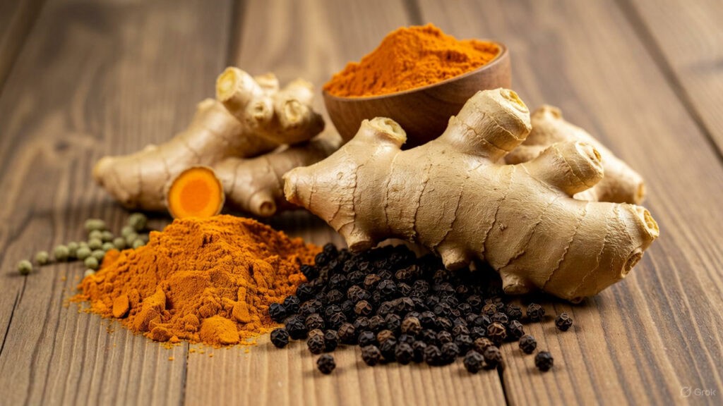 Turmeric and ginger may support gut health and better sleep by reducing inflammation and easing digestive discomfort.