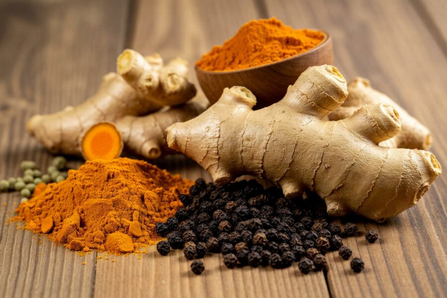 Turmeric and ginger may support gut health and better sleep by reducing inflammation and easing digestive discomfort.